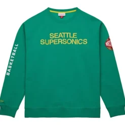 Men Mitchell & Ness Hoodies & Sweatshirts-There And Back Fleece Crew Seattle Supersonics