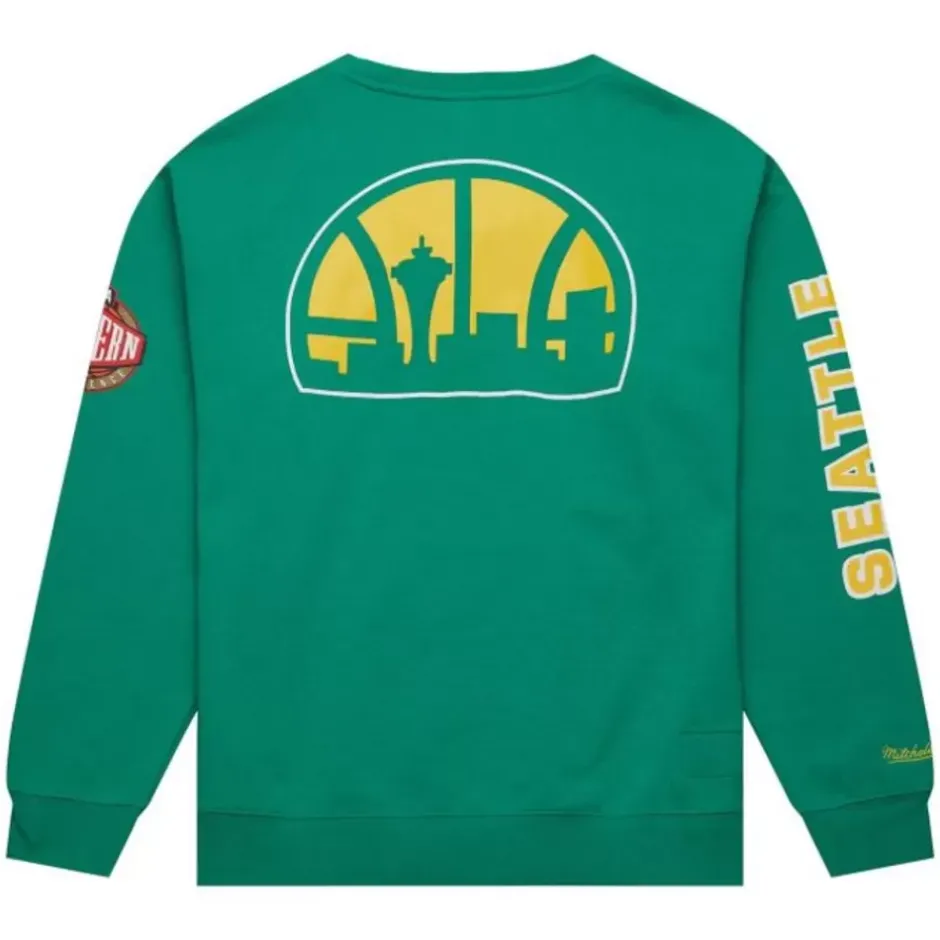Men Mitchell & Ness Hoodies & Sweatshirts-There And Back Fleece Crew Seattle Supersonics