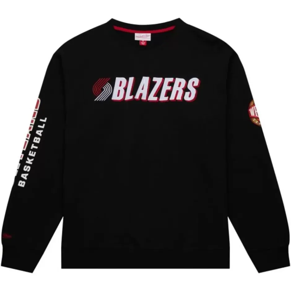 Men Mitchell & Ness Hoodies & Sweatshirts-There And Back Fleece Crew Portland Trail Blazers