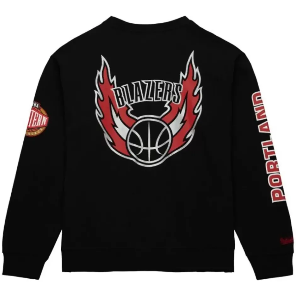 Men Mitchell & Ness Hoodies & Sweatshirts-There And Back Fleece Crew Portland Trail Blazers