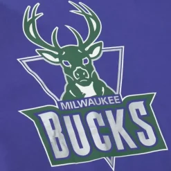 Men Mitchell & Ness Hoodies & Sweatshirts-There And Back Fleece Crew Milwaukee Bucks