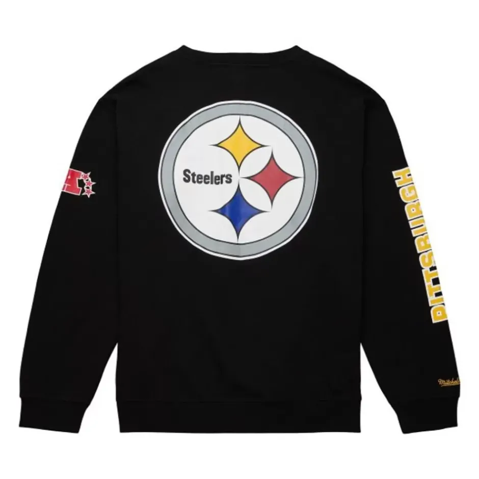 Men Mitchell & Ness Hoodies & Sweatshirts-There And Back Fleece Crew Pittsburgh Steelers