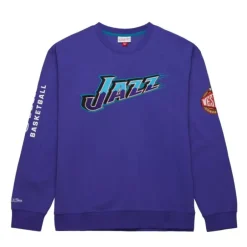 Men Mitchell & Ness Hoodies & Sweatshirts-There And Back Fleece Crew Utah Jazz
