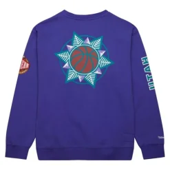 Men Mitchell & Ness Hoodies & Sweatshirts-There And Back Fleece Crew Utah Jazz