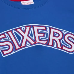 Men Mitchell & Ness Hoodies & Sweatshirts-There And Back Fleece Crew Philadelphia 76Ers