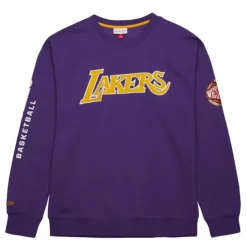 Men Mitchell & Ness Hoodies & Sweatshirts-There And Back Fleece Crew Los Angeles Lakers
