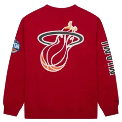 Men Mitchell & Ness Hoodies & Sweatshirts-There And Back Fleece Crew Miami Heat