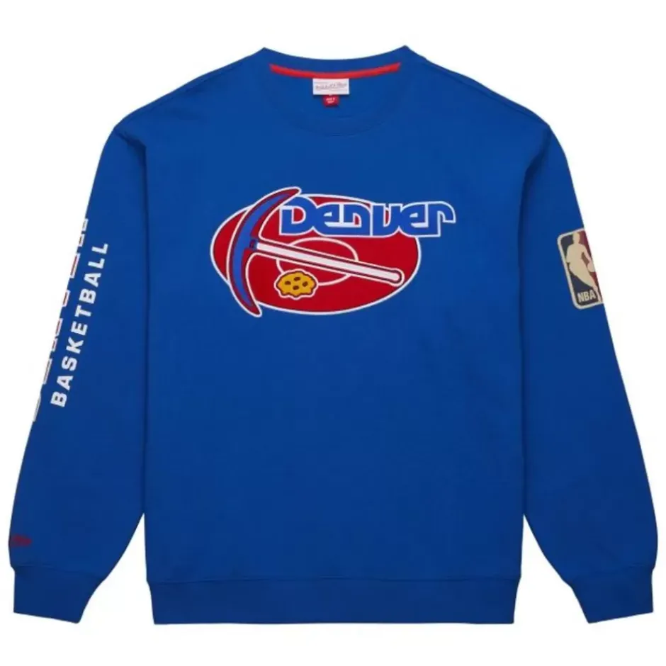 Men Mitchell & Ness Hoodies & Sweatshirts-There And Back Fleece Crew Denver Nuggets