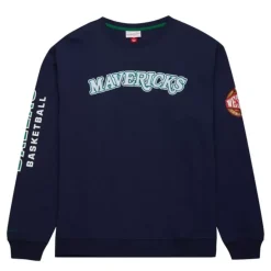 Men Mitchell & Ness Hoodies & Sweatshirts-There And Back Fleece Crew Dallas Mavericks