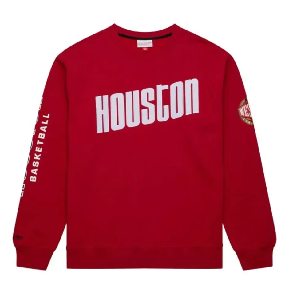 Men Mitchell & Ness Hoodies & Sweatshirts-There And Back Fleece Crew Houston Rockets
