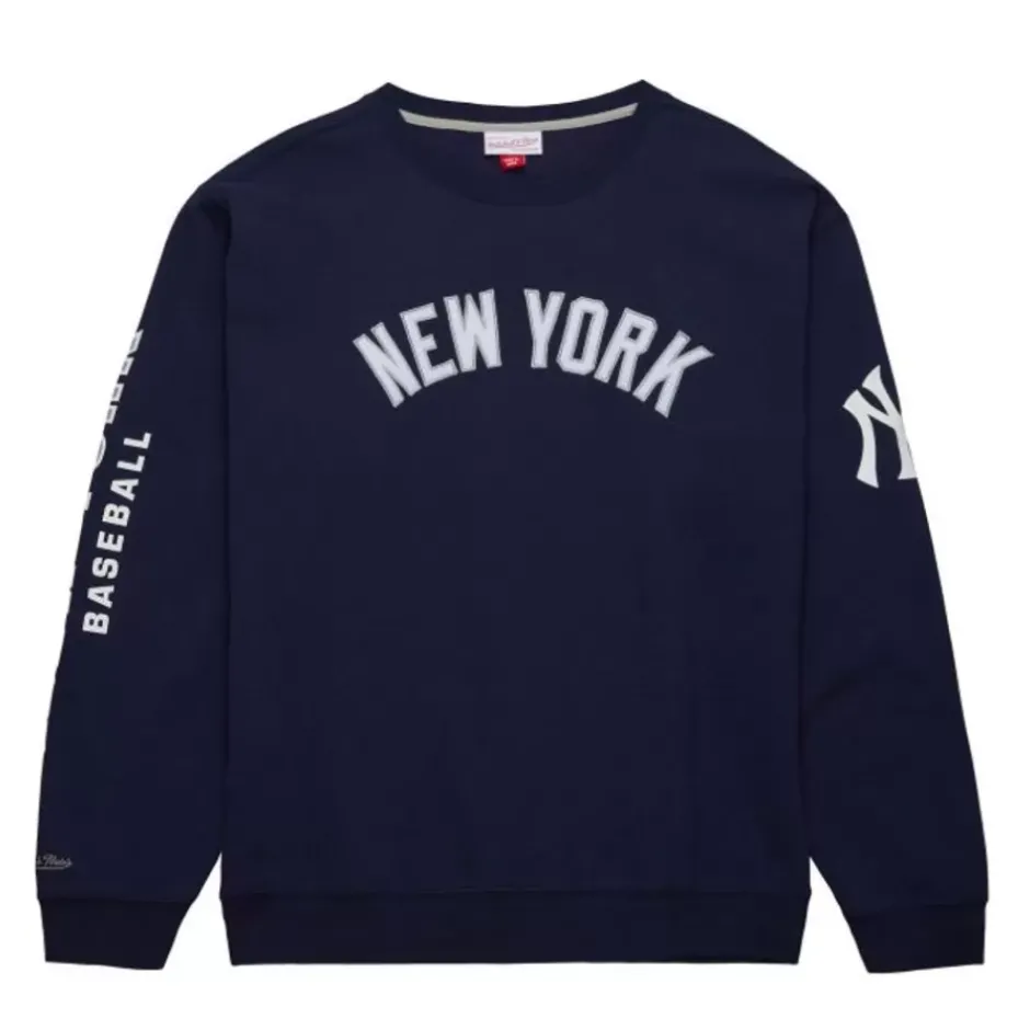 Men Mitchell & Ness Hoodies & Sweatshirts-There And Back Fleece Crew Current Logo New York Yankees