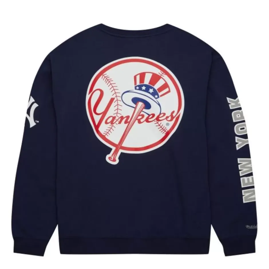 Men Mitchell & Ness Hoodies & Sweatshirts-There And Back Fleece Crew Current Logo New York Yankees