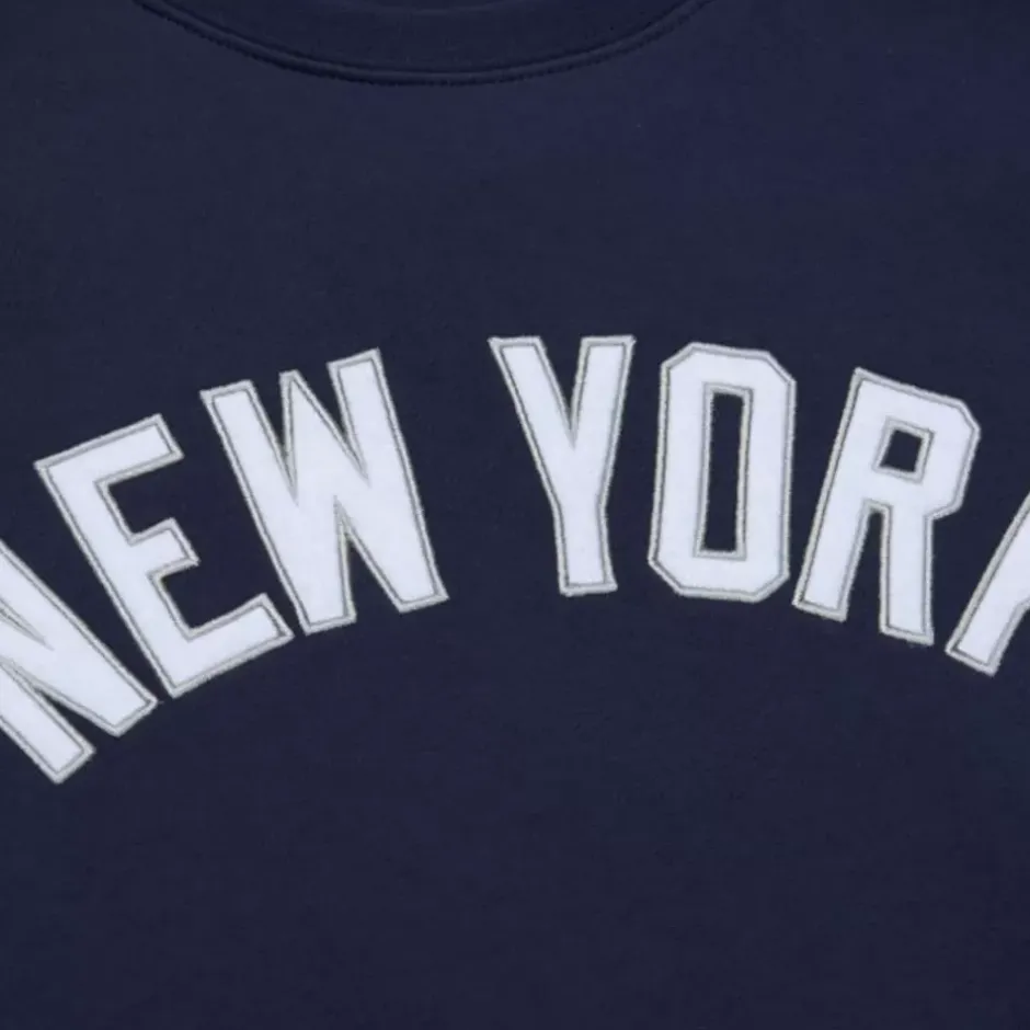 Men Mitchell & Ness Hoodies & Sweatshirts-There And Back Fleece Crew Current Logo New York Yankees