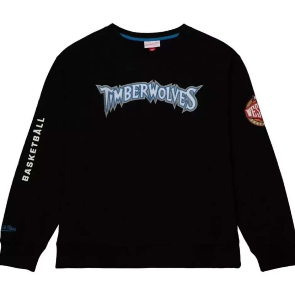 Men Mitchell & Ness Hoodies & Sweatshirts-There And Back Fleece Crew Minnesota Timberwolves