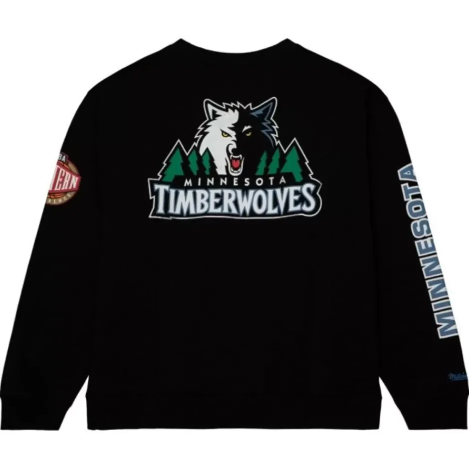 Men Mitchell & Ness Hoodies & Sweatshirts-There And Back Fleece Crew Minnesota Timberwolves