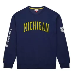 Men Mitchell & Ness Hoodies & Sweatshirts-There And Back Fleece Crew University Of Michigan