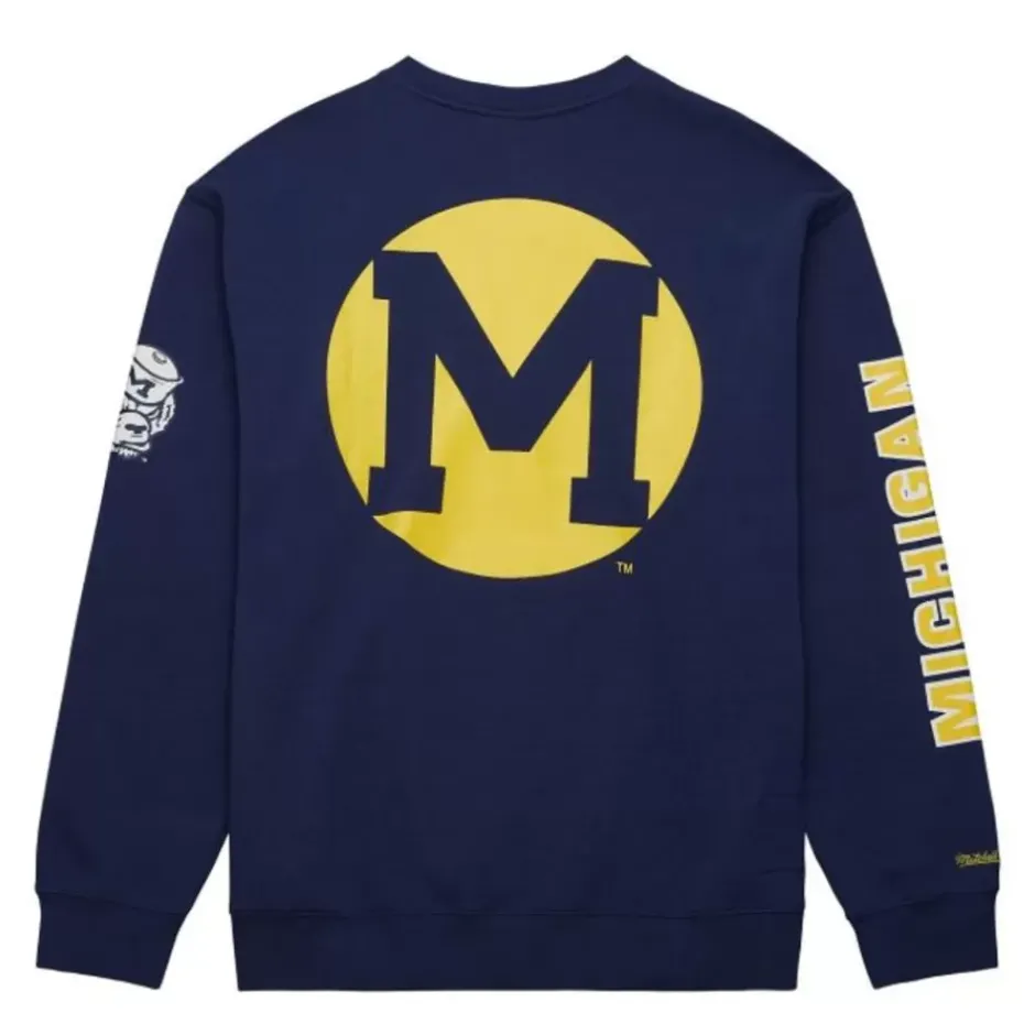 Men Mitchell & Ness Hoodies & Sweatshirts-There And Back Fleece Crew University Of Michigan