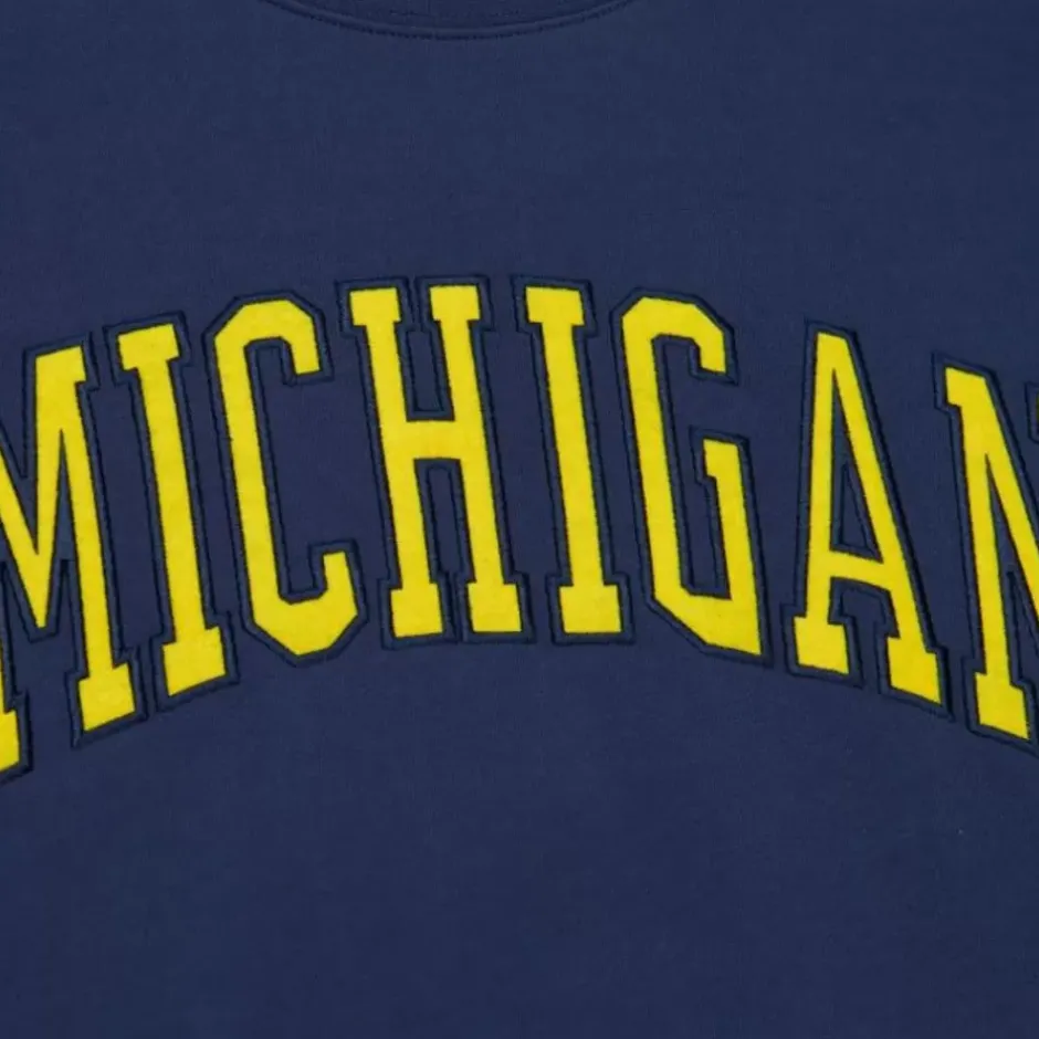 Men Mitchell & Ness Hoodies & Sweatshirts-There And Back Fleece Crew University Of Michigan