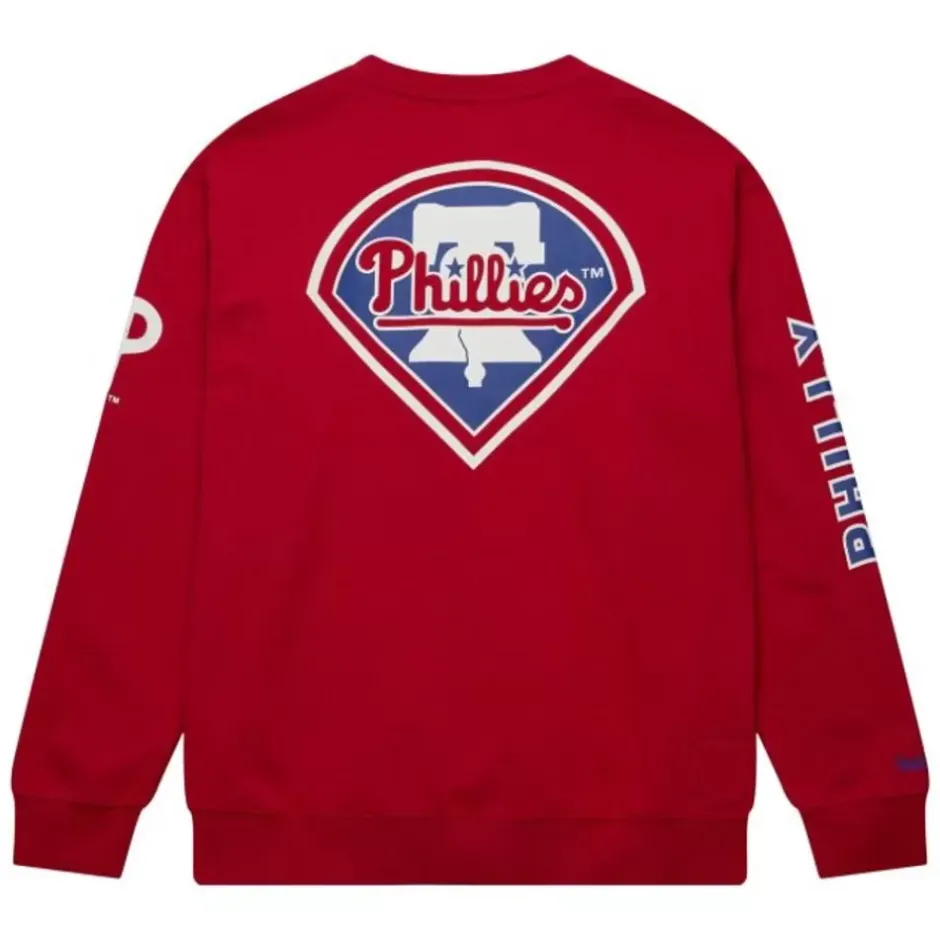 Men Mitchell & Ness Hoodies & Sweatshirts-There And Back Fleece Crew Current Logo Philadelphia Phillies