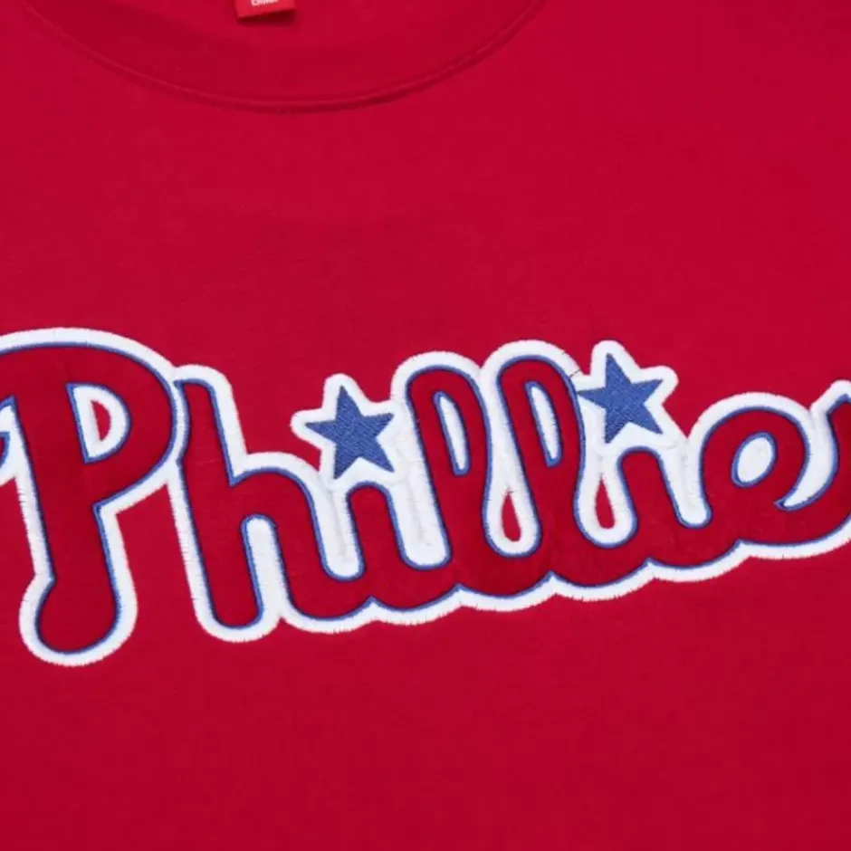 Men Mitchell & Ness Hoodies & Sweatshirts-There And Back Fleece Crew Current Logo Philadelphia Phillies