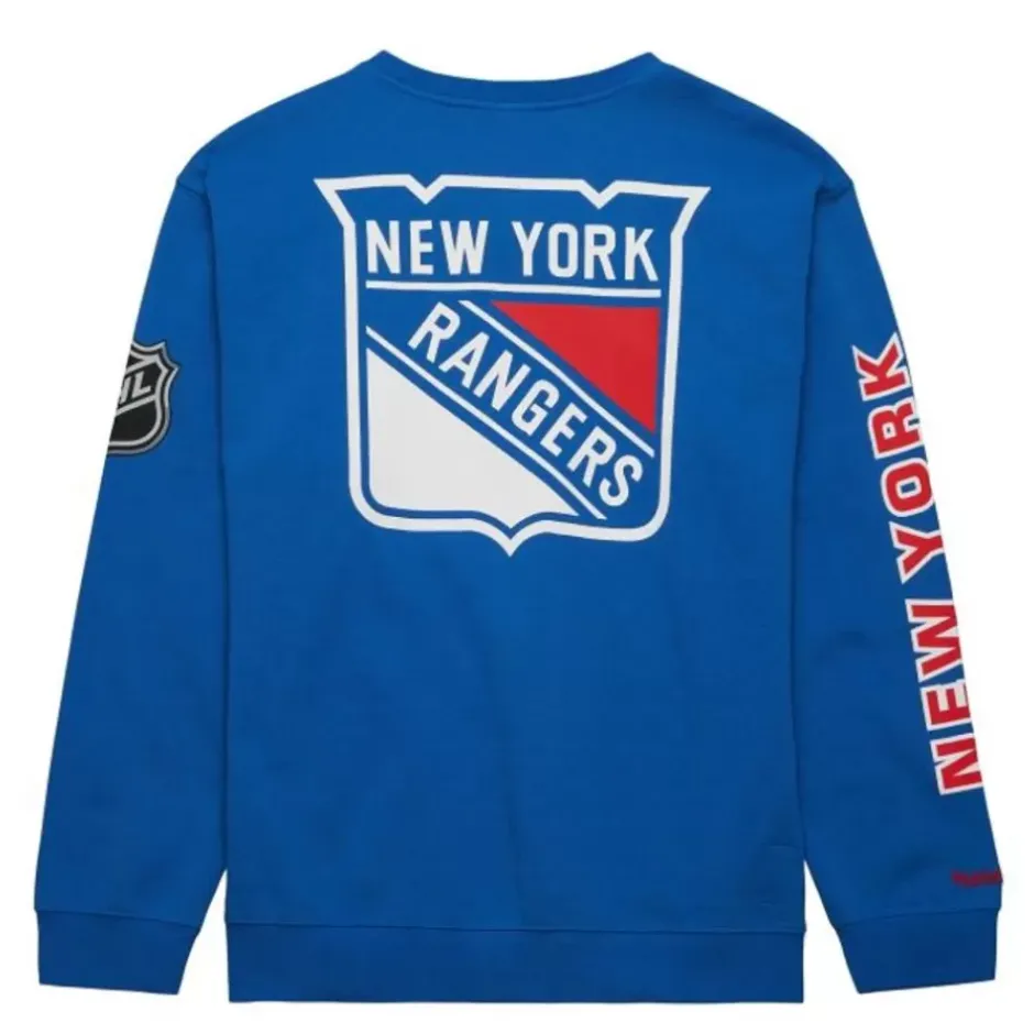 Men Mitchell & Ness Hoodies & Sweatshirts-There And Back Fleece Crew Current Logo New York Rangers