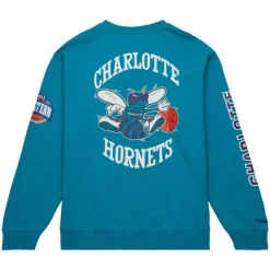 Men Mitchell & Ness Hoodies & Sweatshirts-There And Back Fleece Crew Charlotte Hornets