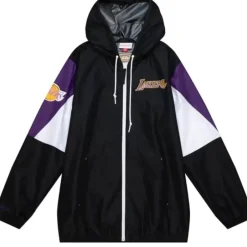 Men Mitchell & Ness Jackets & Outerwear-Throw It Back Full Zip Windbreaker Los Angeles Lakers