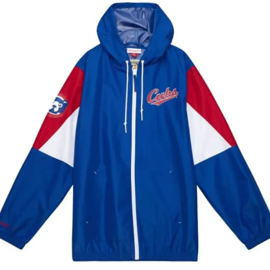 Men Mitchell & Ness Jackets & Outerwear-Throw It Back Full Zip Windbreaker Chicago Cubs