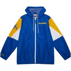 Men Mitchell & Ness Jackets & Outerwear-Throw It Back Full Zip Windbreaker Los Angeles Rams