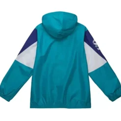 Men Mitchell & Ness Jackets & Outerwear-Throw It Back Full Zip Windbreaker Charlotte Hornets