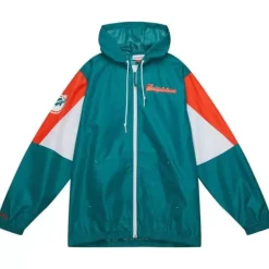 Men Mitchell & Ness Jackets & Outerwear-Throw It Back Full Zip Windbreaker Miami Dolphins