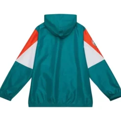Men Mitchell & Ness Jackets & Outerwear-Throw It Back Full Zip Windbreaker Miami Dolphins