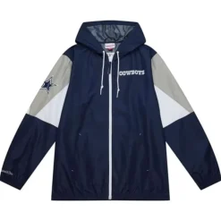 Men Mitchell & Ness Jackets & Outerwear-Throw It Back Full Zip Windbreaker Dallas Cowboys