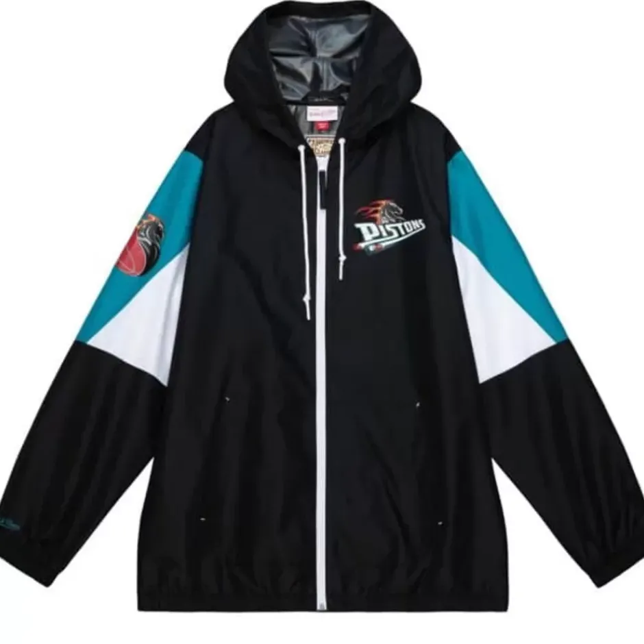 Men Mitchell & Ness Jackets & Outerwear-Throw It Back Full Zip Windbreaker Detroit Pistons