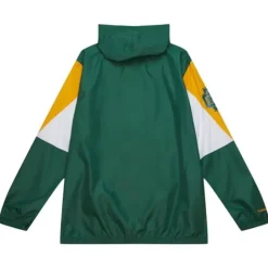 Men Mitchell & Ness Jackets & Outerwear-Throw It Back Full Zip Windbreaker Green Bay Packers