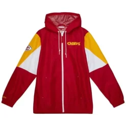Men Mitchell & Ness Jackets & Outerwear-Throw It Back Full Zip Windbreaker Kansas City Chiefs