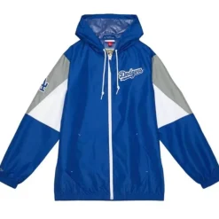 Men Mitchell & Ness Jackets & Outerwear-Throw It Back Full Zip Windbreaker Los Angeles Dodgers