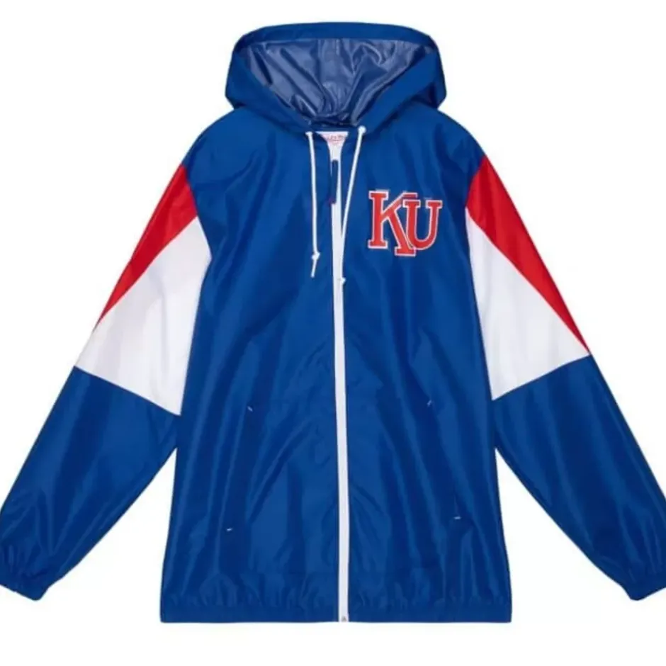 Men Mitchell & Ness Jackets & Outerwear-Throw It Back Full Zip Windbreaker University Of Kansas