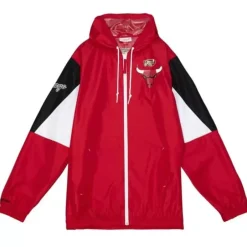 Men Mitchell & Ness Jackets & Outerwear-Throw It Back Full Zip Windbreaker Chicago Bulls