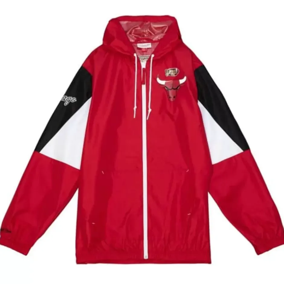 Men Mitchell & Ness Jackets & Outerwear-Throw It Back Full Zip Windbreaker Chicago Bulls