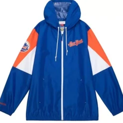 Men Mitchell & Ness Jackets & Outerwear-Throw It Back Full Zip Windbreaker New York Mets