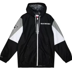 Men Mitchell & Ness Jackets & Outerwear-Throw It Back Full Zip Windbreaker Oakland Raiders