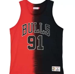 Men Mitchell & Ness T-Shirts & Tops-Tie Dye Cotton N&N Tank Chicago Bulls Dennis Rodman