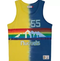 Men Mitchell & Ness T-Shirts & Tops-Tie Dye Cotton N&N Tank Denver Nuggets Dikembe Mutombo