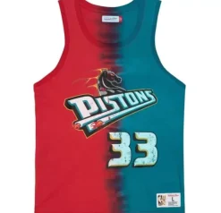 Men Mitchell & Ness T-Shirts & Tops-Tie Dye Cotton N&N Tank Detroit Pistons Grant Hill