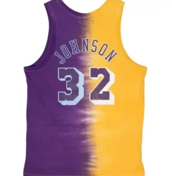 Men Mitchell & Ness T-Shirts & Tops-Tie Dye Cotton N&N Tank Los Angeles Lakers 1984-85 Magic Johnson