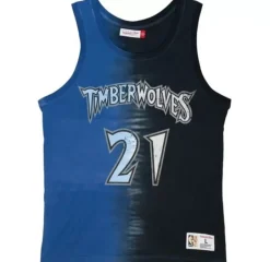 Men Mitchell & Ness T-Shirts & Tops-Tie Dye Cotton N&N Tank Minnesota Timberwolves Kevin Garnett
