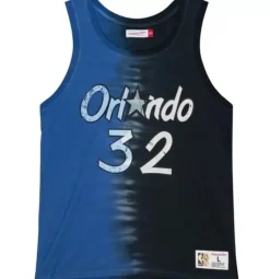 Men Mitchell & Ness T-Shirts & Tops-Tie Dye Cotton N&N Tank Orlando Magic Shaquille O'Neal