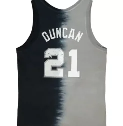 Men Mitchell & Ness T-Shirts & Tops-Tie Dye Cotton N&N Tank San Antonio Spurs Tim Duncan