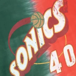 Men Mitchell & Ness T-Shirts & Tops-Tie Dye Cotton N&N Tank Seattle Supersonics Shawn Kemp